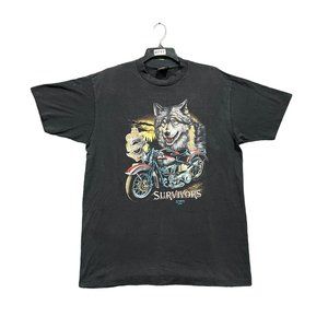 Vintage 1991 harley davidson 3D emblem survivors T-Shirt size XL
